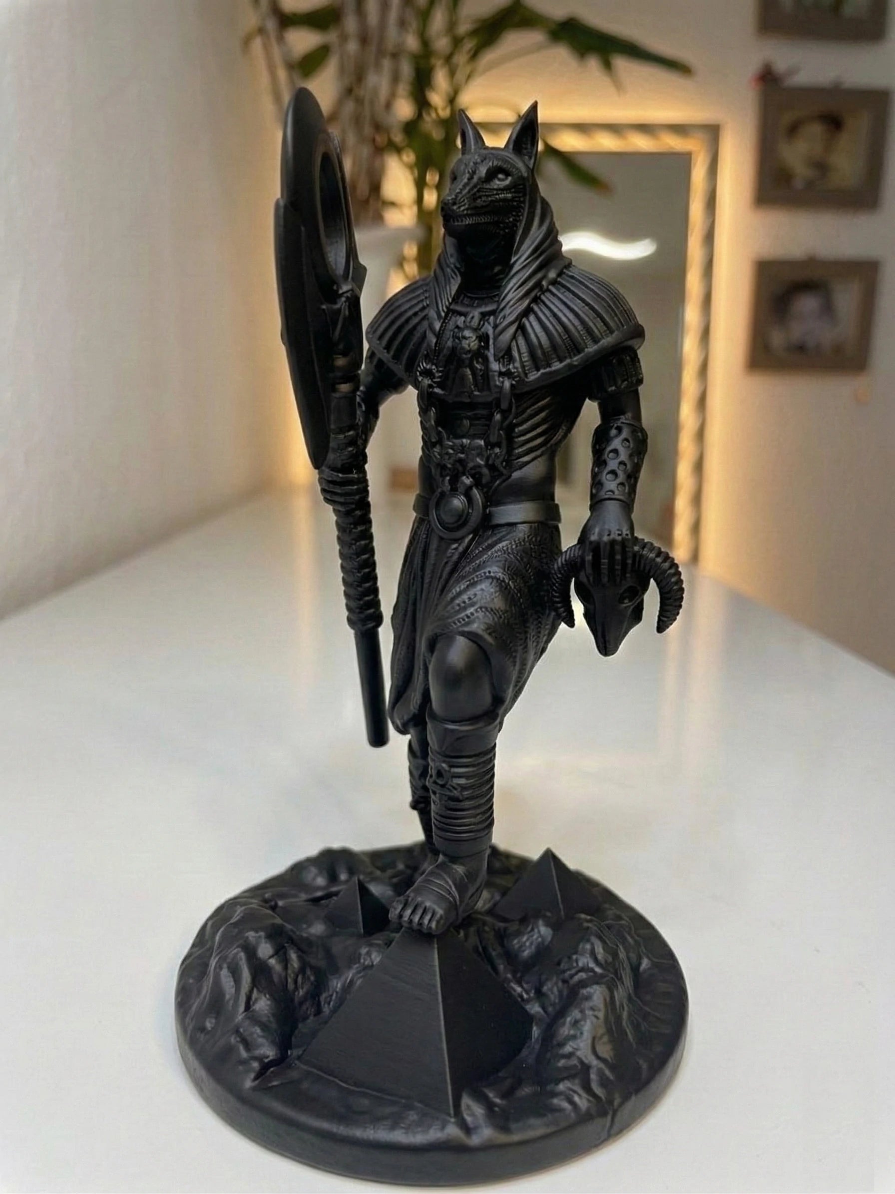 Anubis - Egyptian God - Hand-painted Antique Gold Statue - Altar Decoration