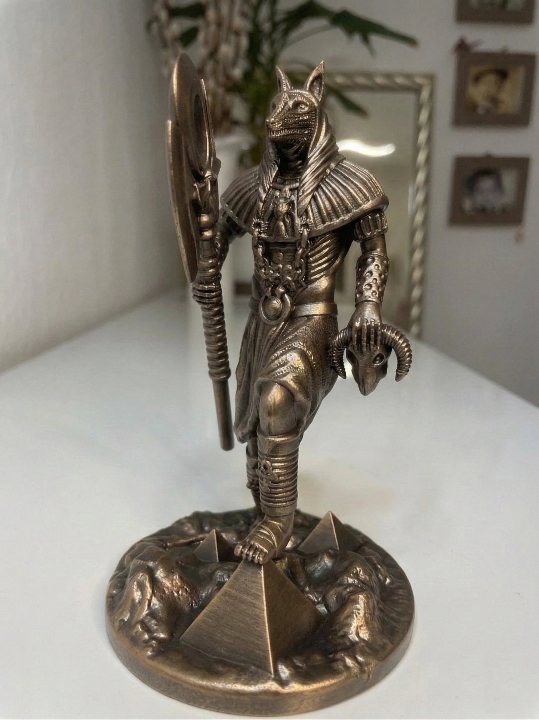 Anubis - Egyptian God - Hand-painted Antique Gold Statue - Altar Decoration