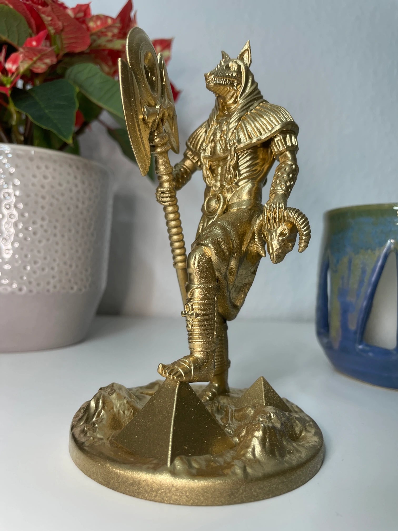 Statue of Anubis – Egyptian god of the dead, mummification & guiding souls, hand-painted figurine – altar miniature decoration