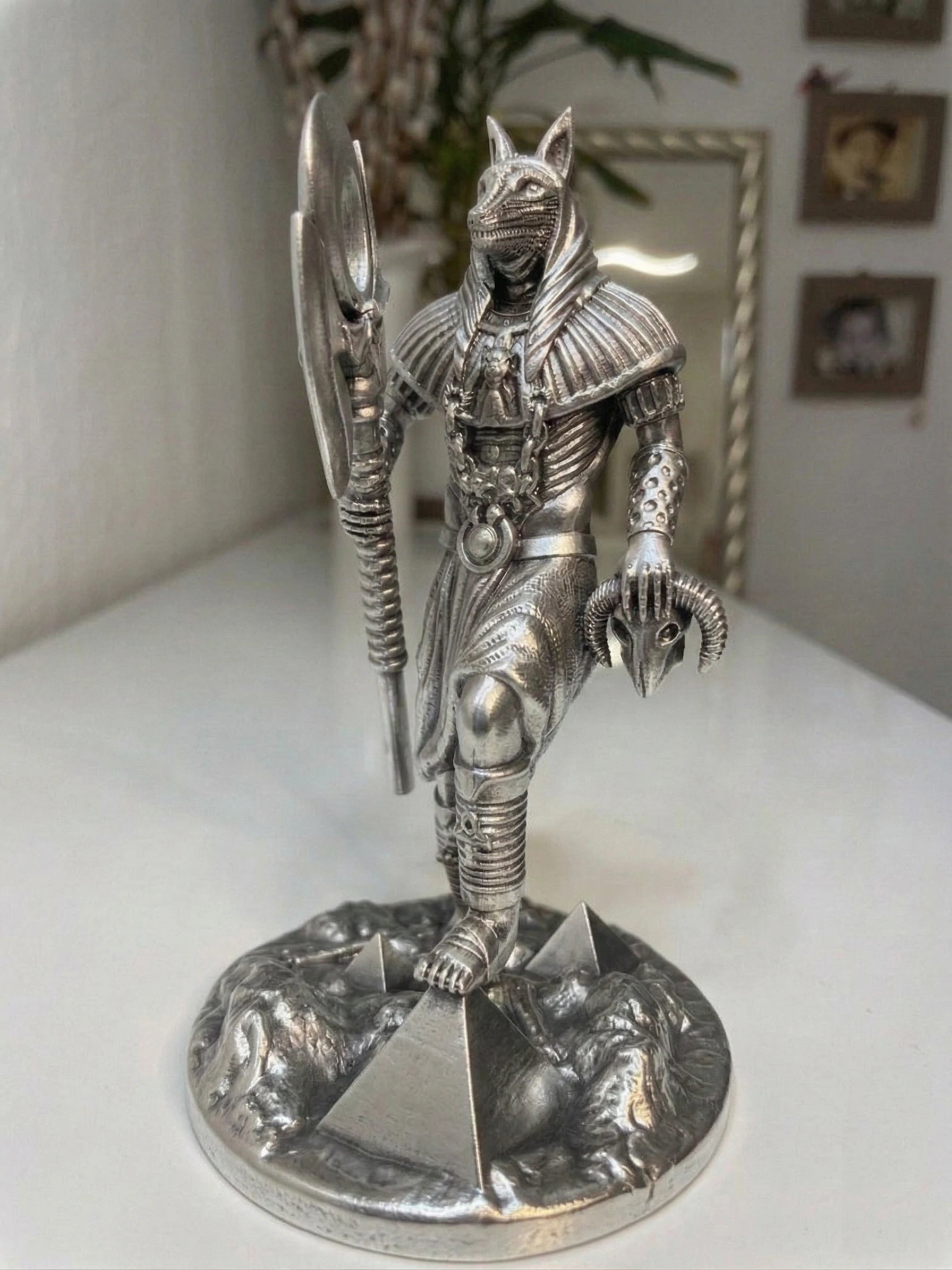 Anubis - Egyptian God - Hand-painted Antique Gold Statue - Altar Decoration