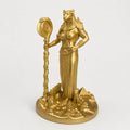 Bastet Egyptian Cat Goddess statue – hand-painted SLA resin 15 cm – front view antique gold finish – PrintableArtForge