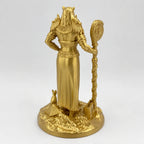 Bastet Egyptian Cat Goddess statue – hand-painted SLA resin 15 cm – back view antique gold finish – PrintableArtForge