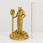 Bastet Egyptian Cat Goddess statue – hand-painted SLA resin 15 cm – size comparison with ruler – PrintableArtForge