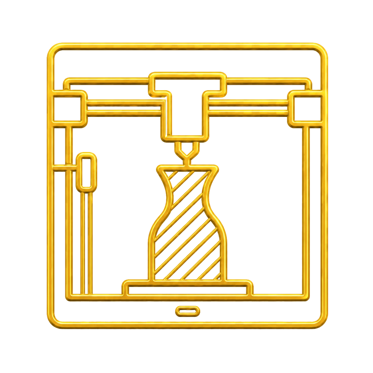 Gold 3D printer with vase icon – precision SLA and FDM printing PrintableArtForge