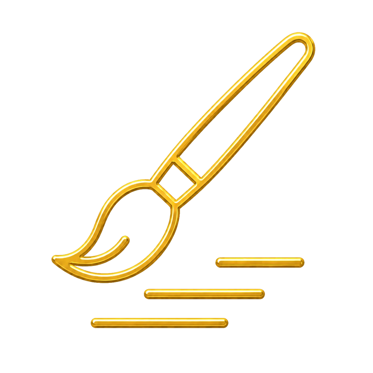 Gold paintbrush with brushstrokes icon – hand-painted figurines PrintableArtForge