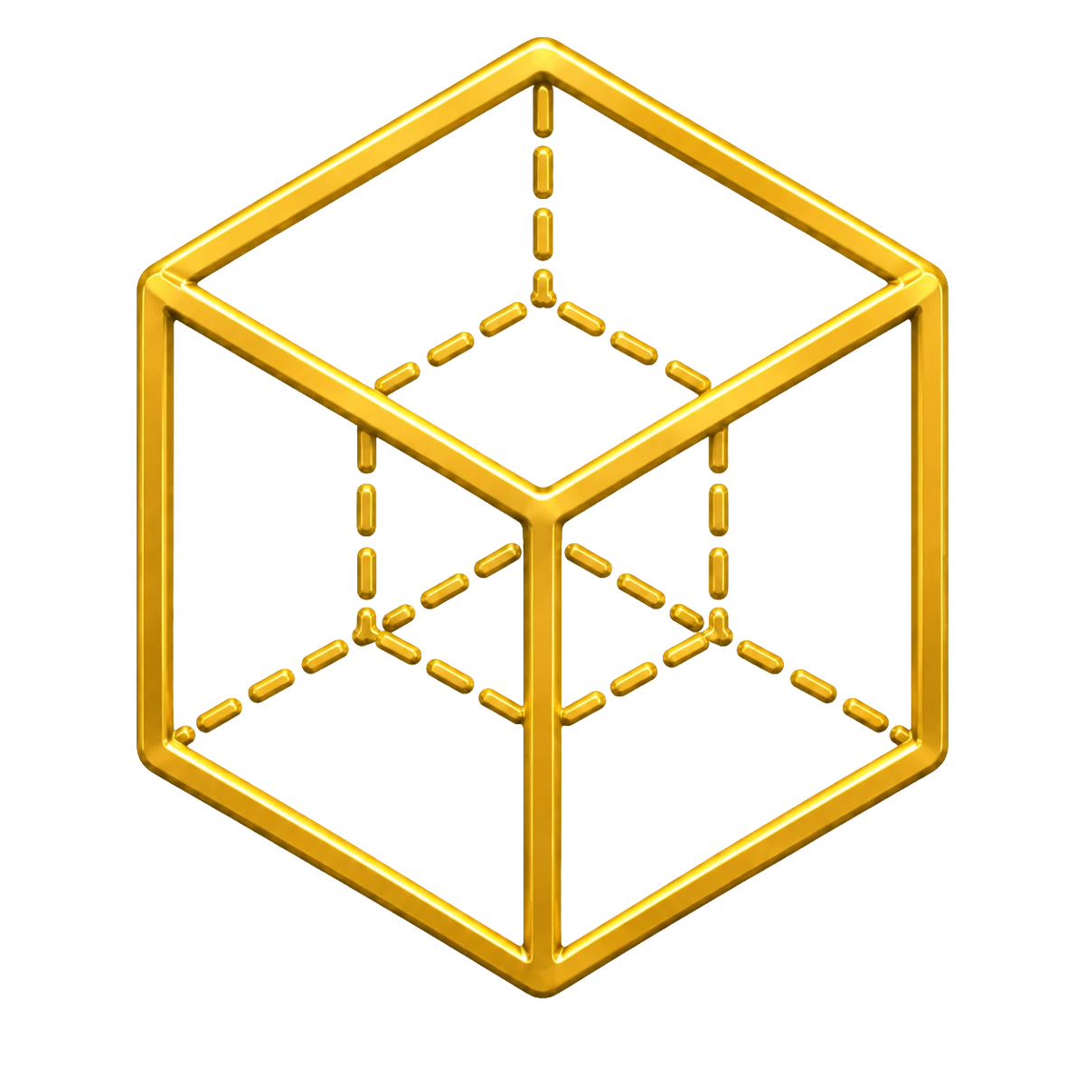 Gold isometric cube sculpture icon – 3D design PrintableArtForge