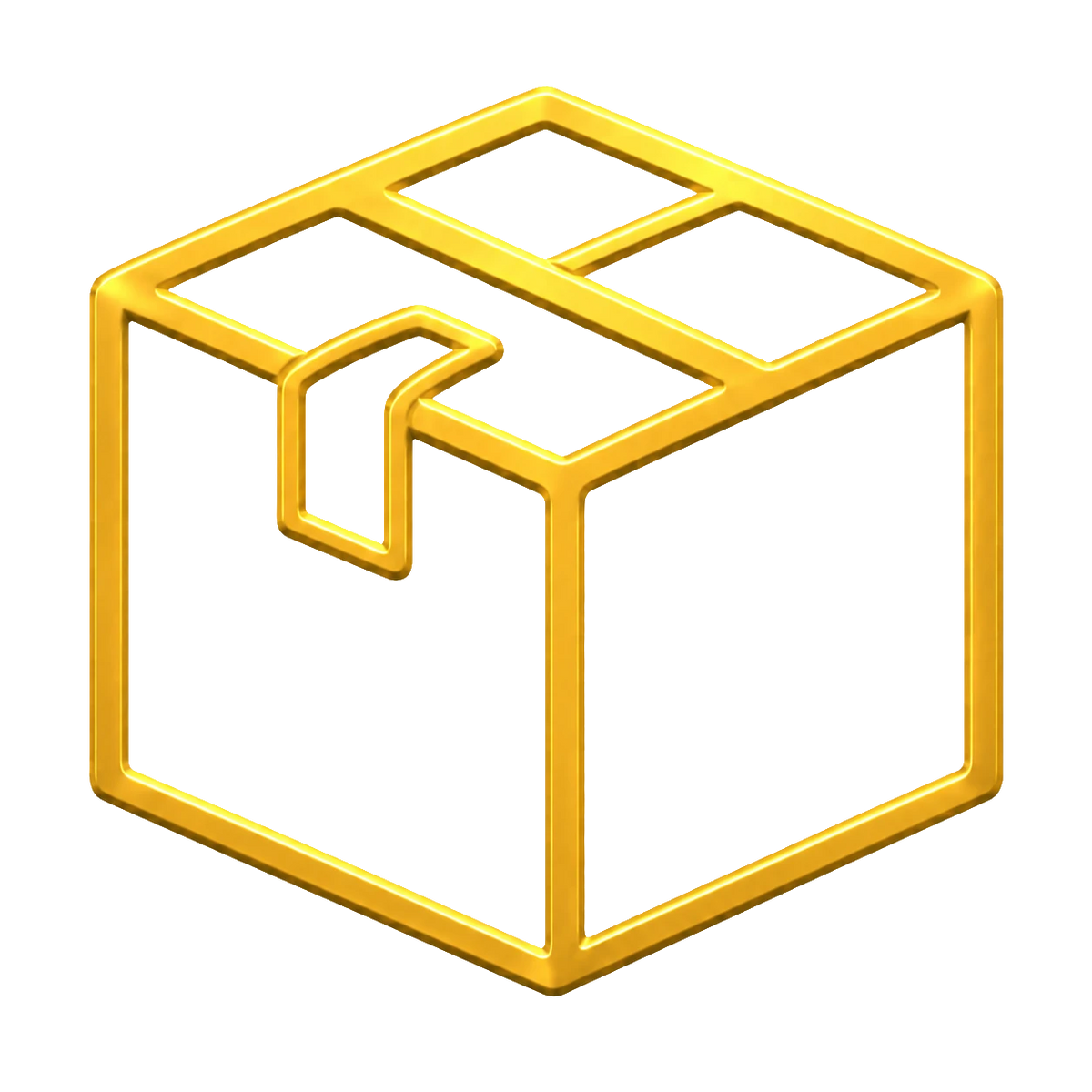 Gold cardboard box outline icon – safe shipping PrintableArtForge