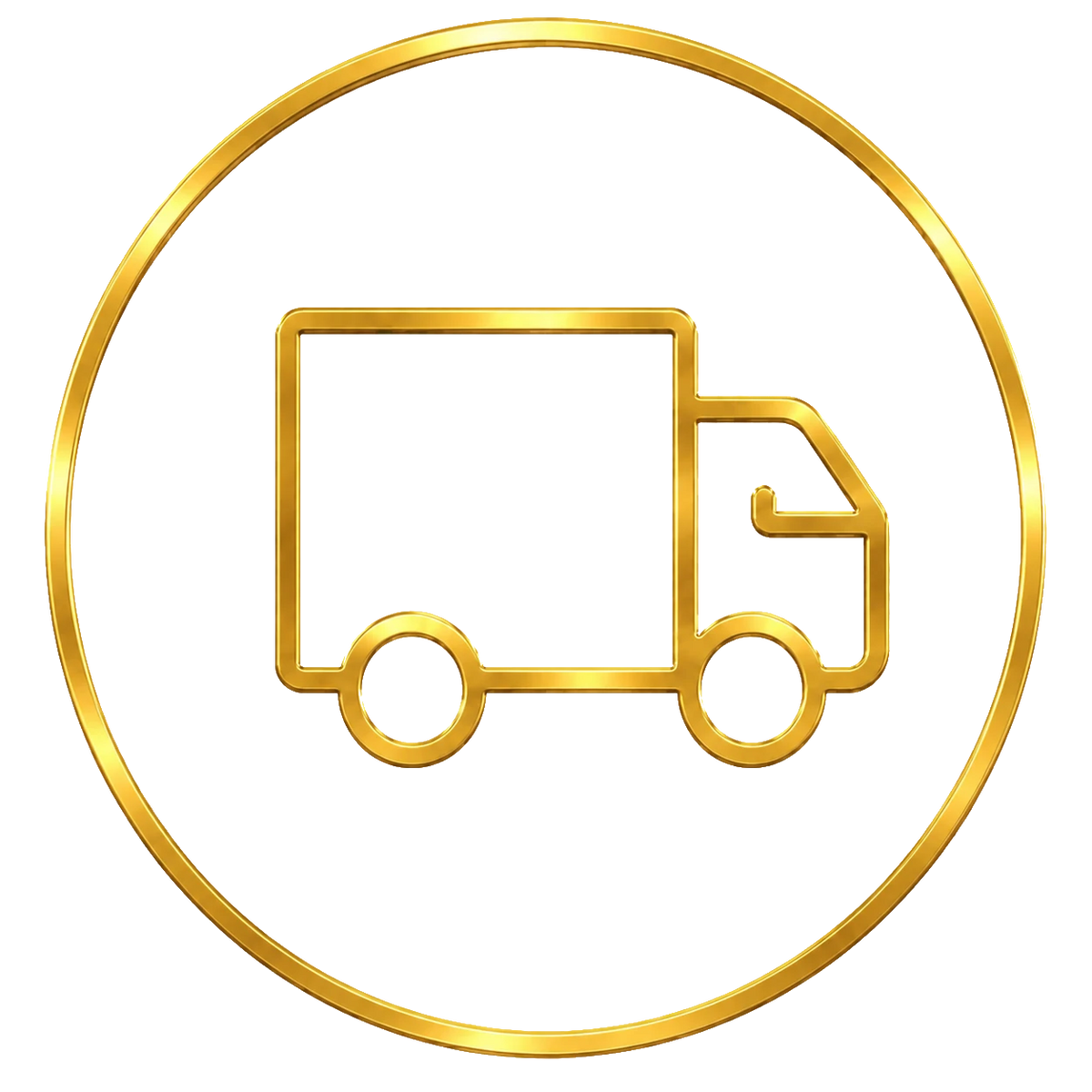Gold delivery van icon – worldwide shipping PrintableArtForge