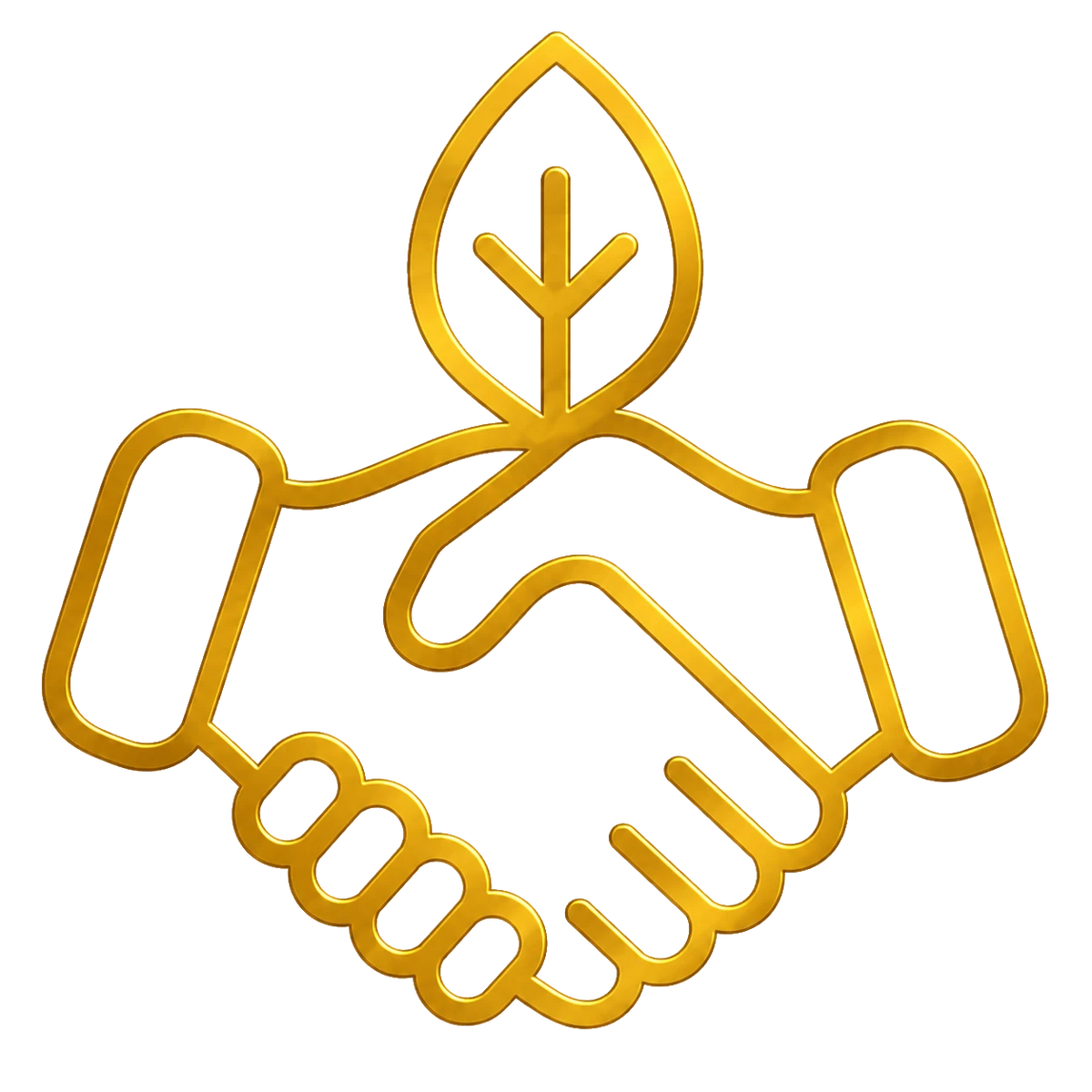 Gold handshake with eco symbol icon – sustainable production PrintableArtForge