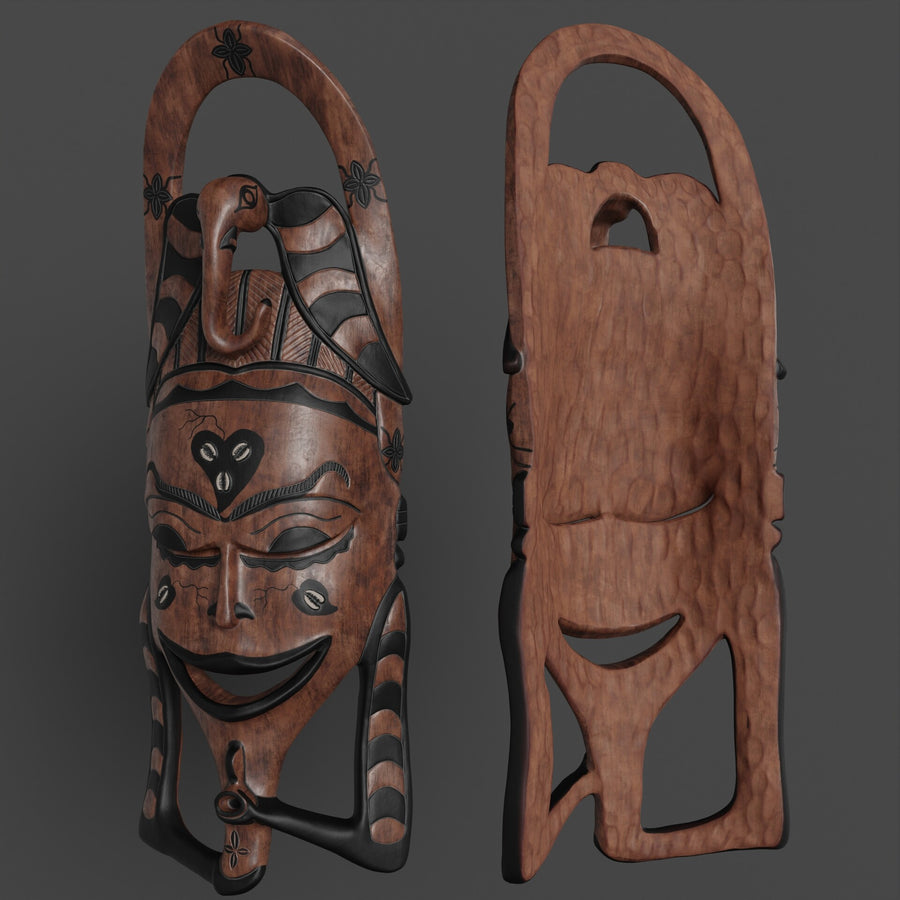 Hawaiian mask, 3D printed and hand-painted – PrintableArtForge portfolio