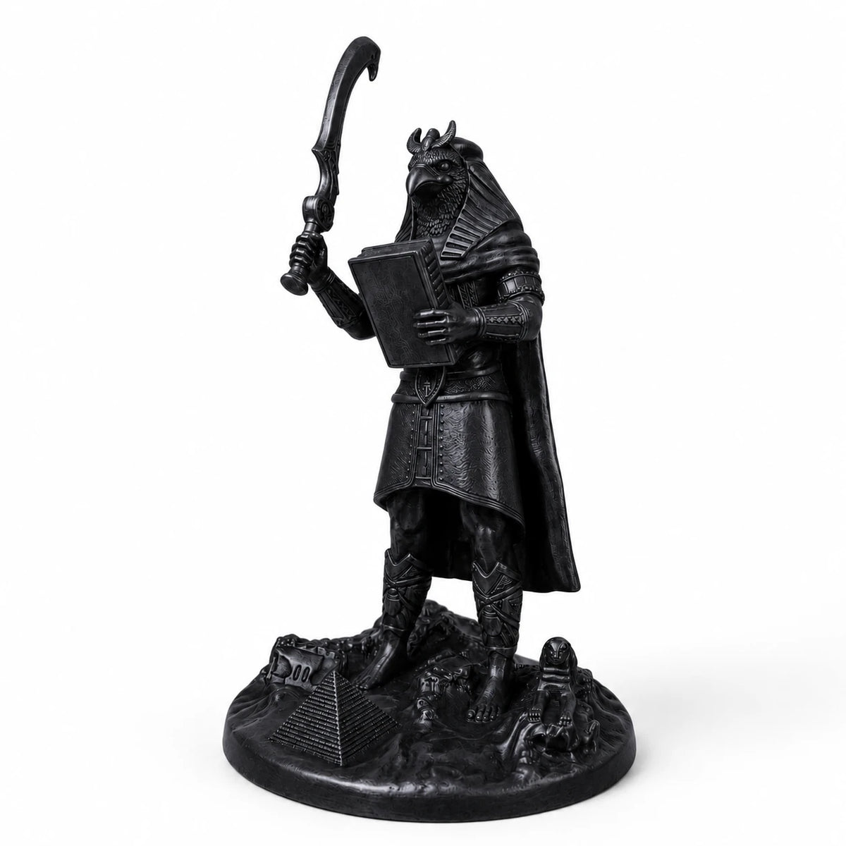 Horus Egyptian Sky God statue – hand-painted SLA resin 15 cm – front view black finish – PrintableArtForge
