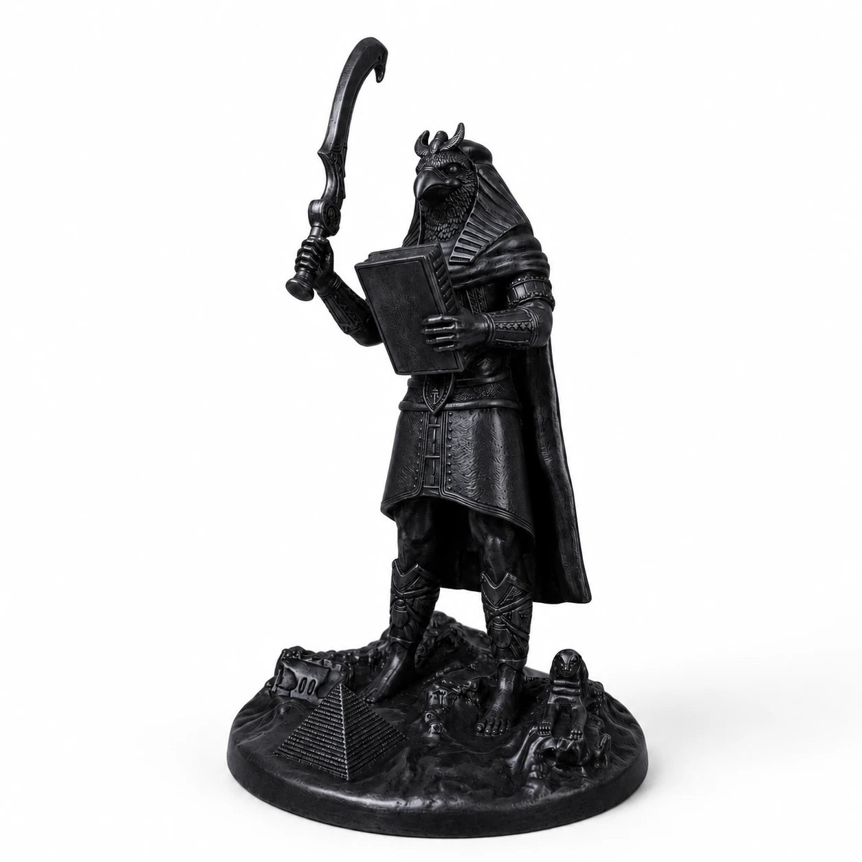 Horus Egyptian Sky God statue – hand-painted SLA resin 15 cm – front view black finish – PrintableArtForge