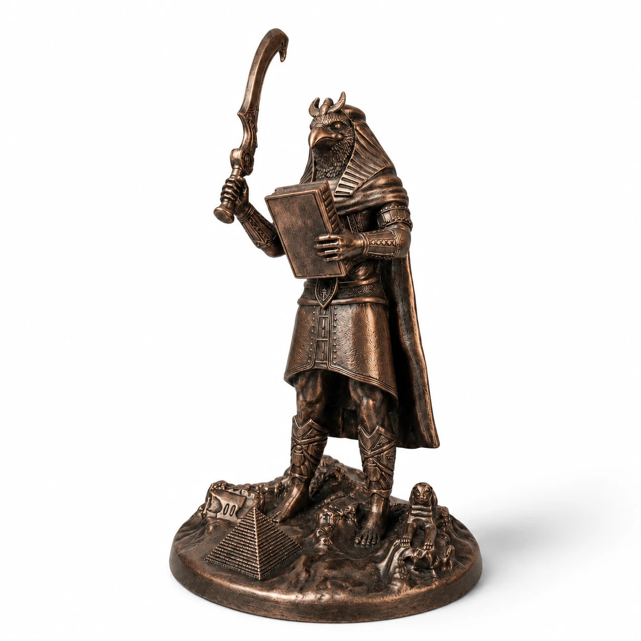 Horus Egyptian Sky God statue – hand-painted SLA resin 15 cm – front view bronze finish – PrintableArtForge