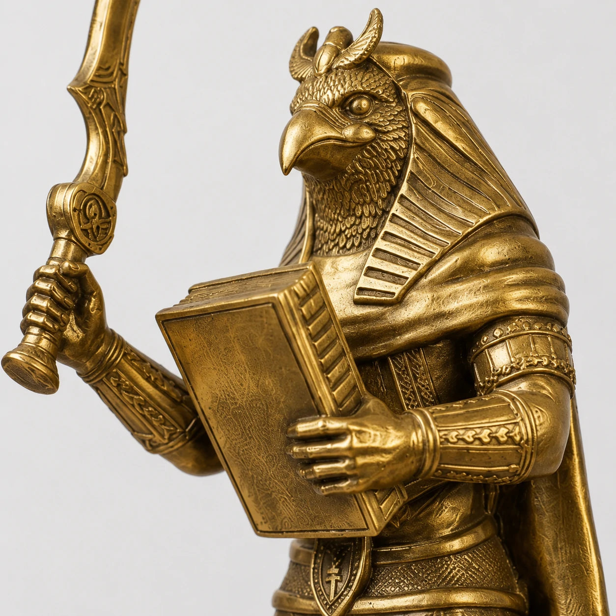 Horus Egyptian Sky God statue – hand-painted SLA resin 15 cm – detail close-up hand-painted surface – PrintableArtForge