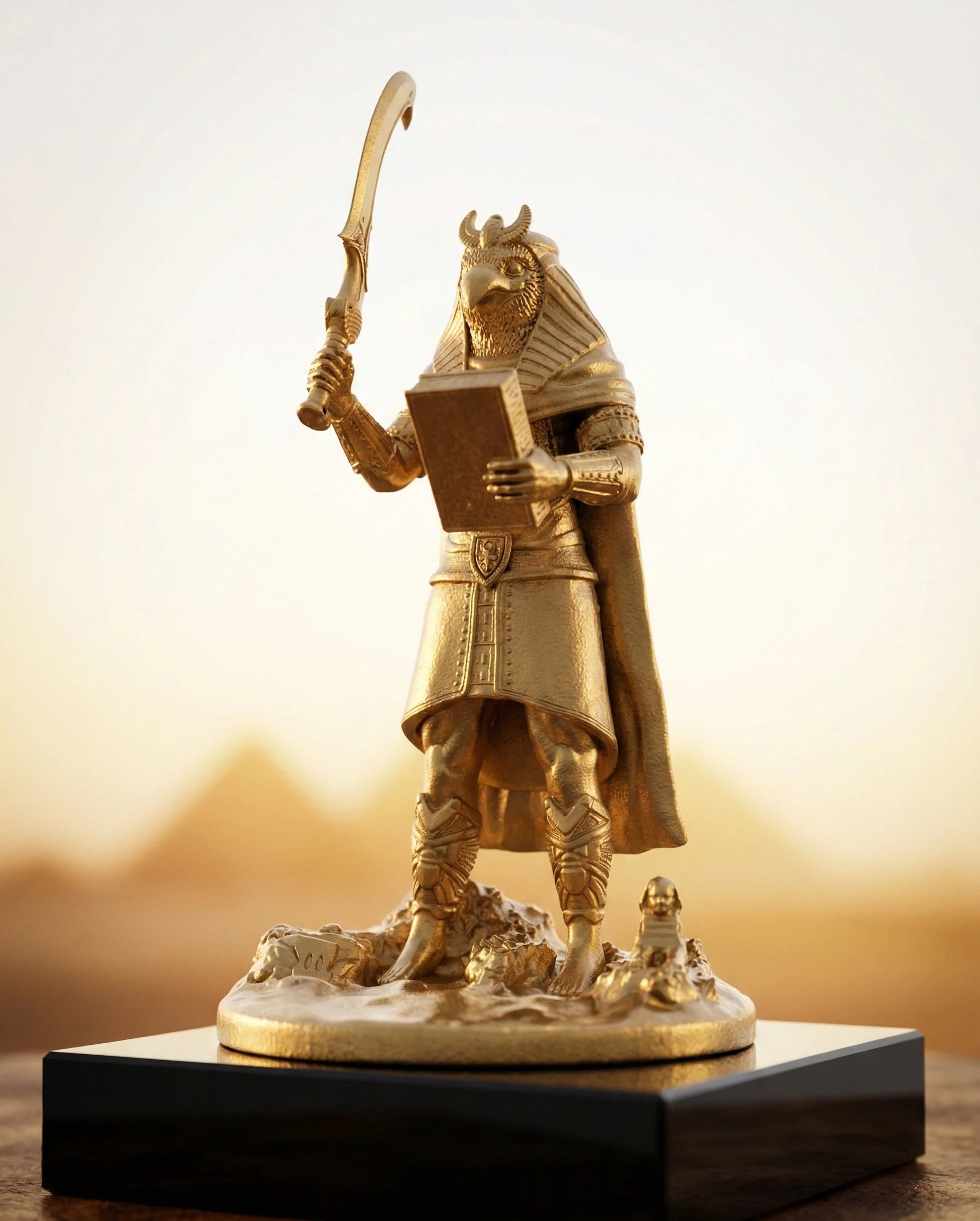 Horus - Egyptian God - Hand-painted Antique Gold Statue - Altar Decoration