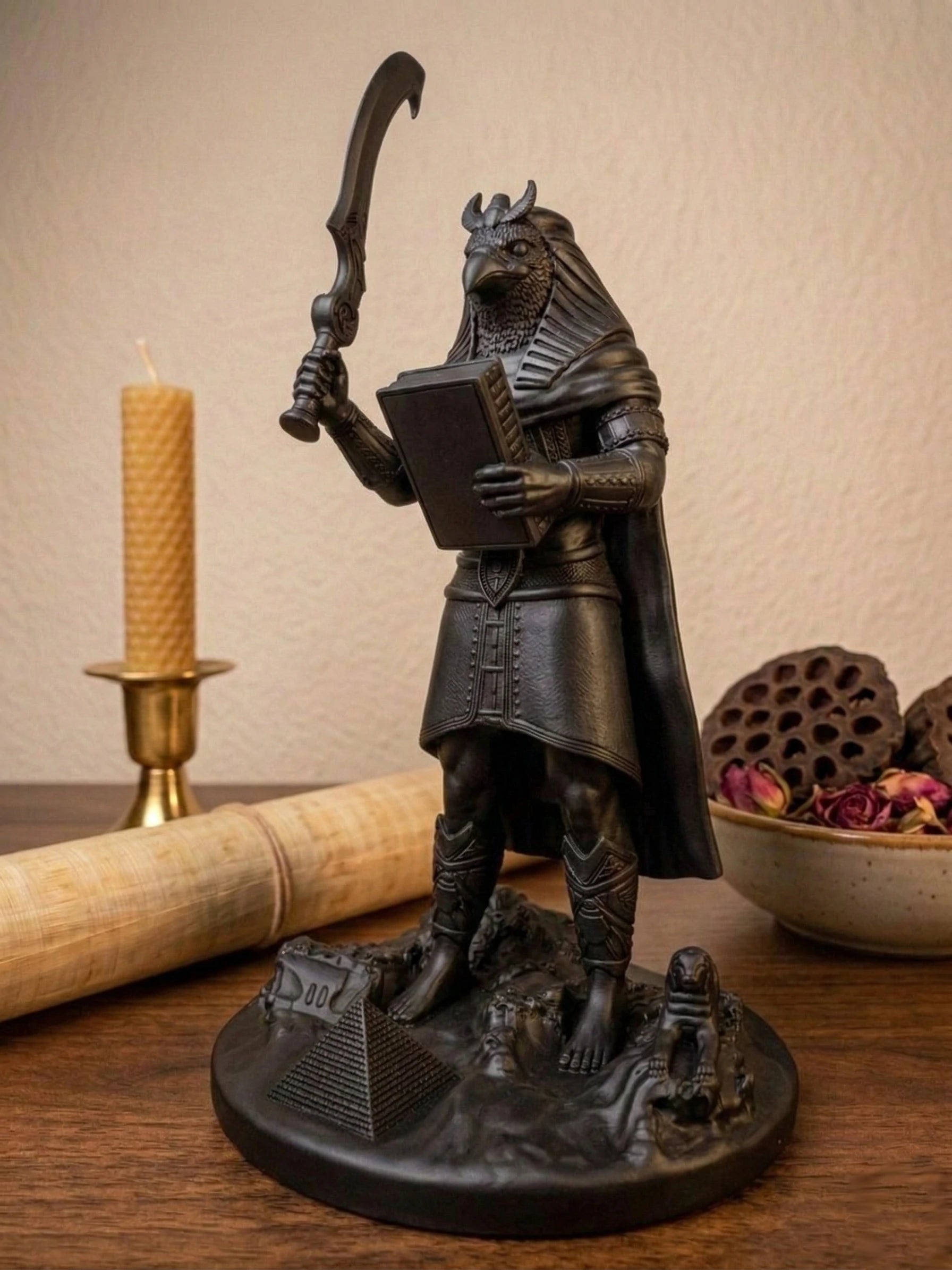 Horus - Egyptian God - Hand-painted Antique Gold Statue - Altar Decoration