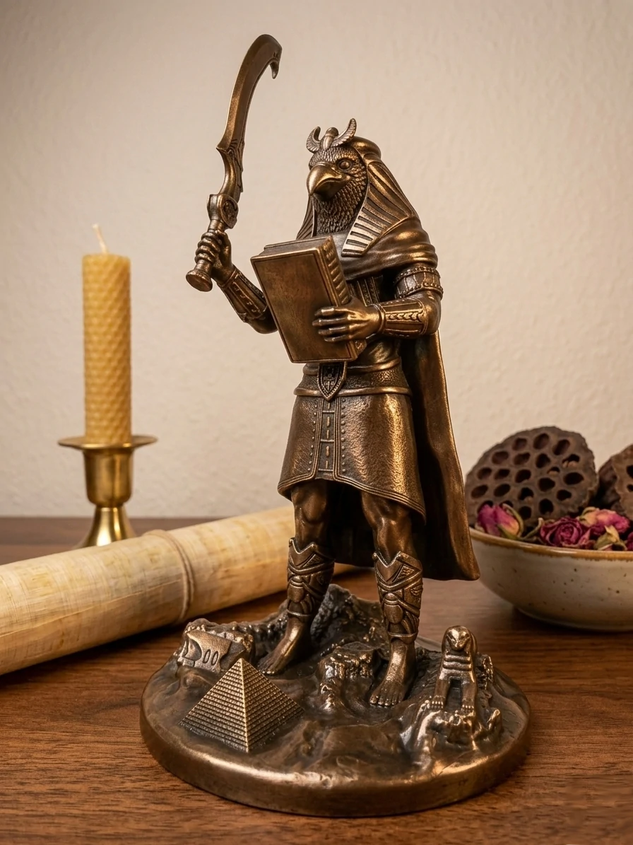 Horus - Egyptian God - Hand-painted Antique Gold Statue - Altar Decoration