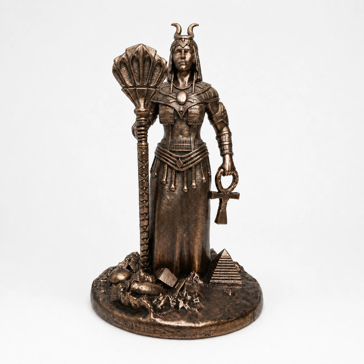 Isis Egyptian Goddess of Magic statue – hand-painted SLA resin 15 cm – front view bronze finish – PrintableArtForge