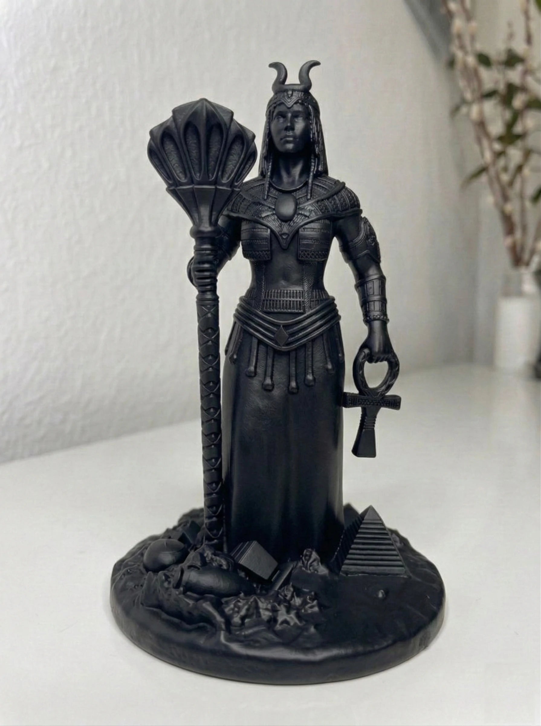 Isis - Egyptian Goddess - Hand-painted Antique Gold Statue - Altar Decoration