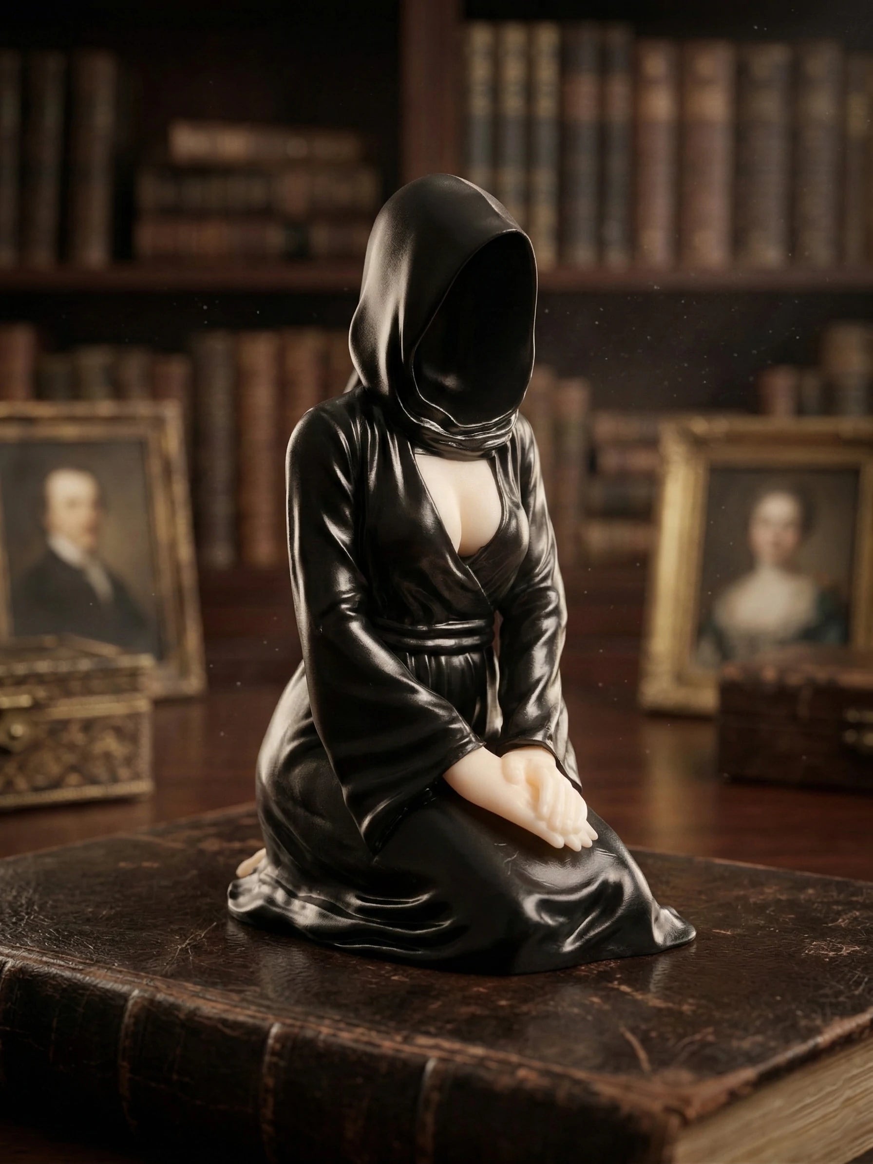 Faceless Hooded Figurine - Exclusive Set of 3, Gothic Dark Decorative Statue - Hand-Finished