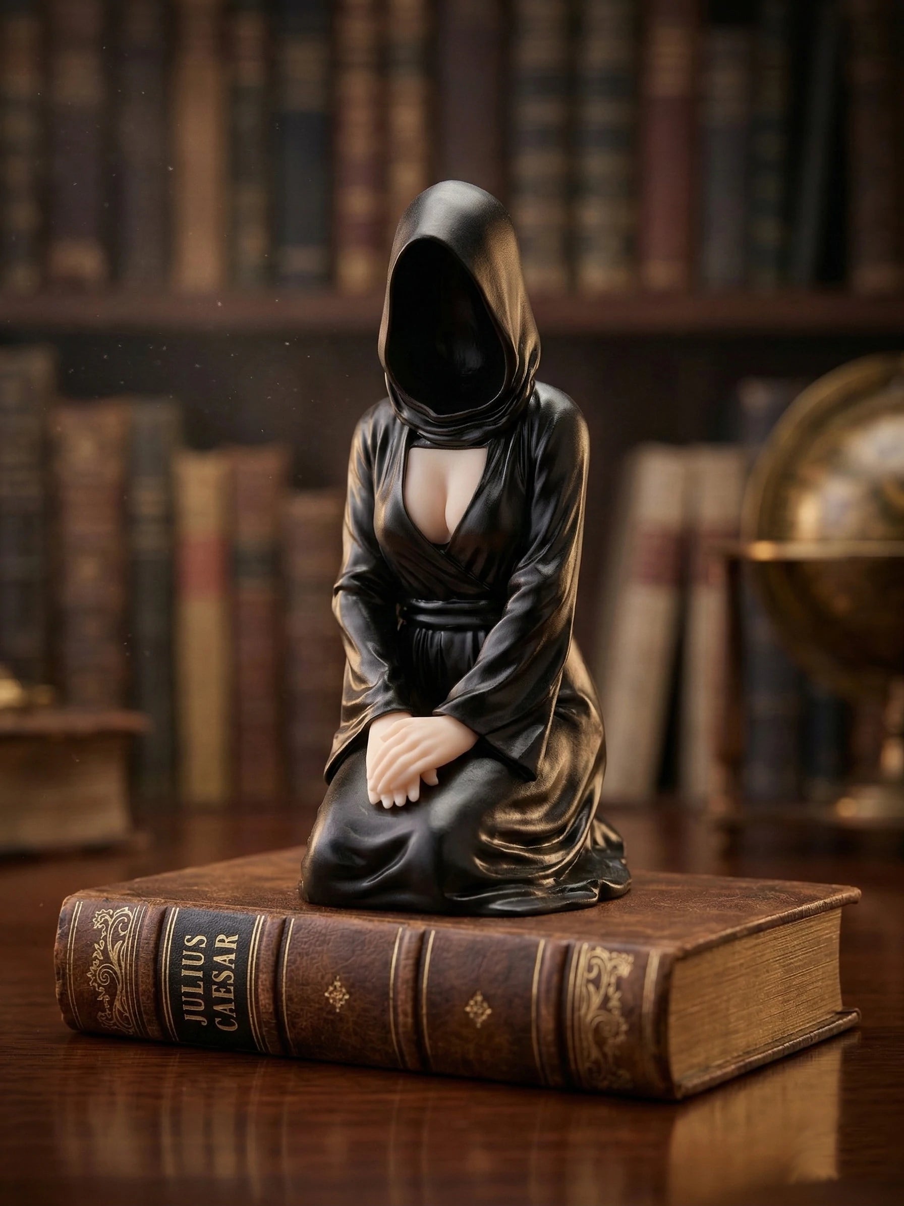 Faceless Hooded Figurine - Exclusive Set of 3, Gothic Dark Decorative Statue - Hand-Finished