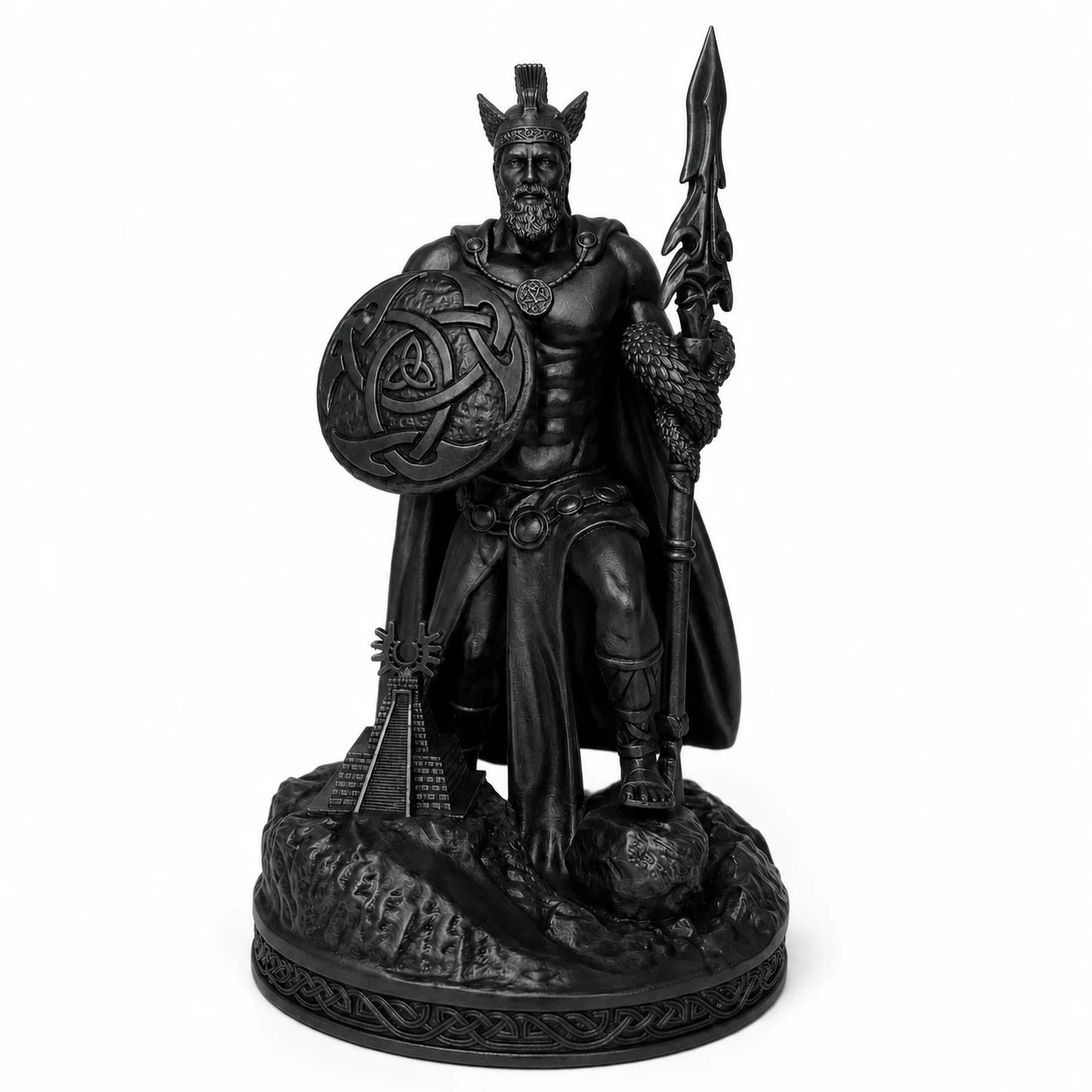 Lugh Celtic Sun God statue – hand-painted SLA resin 15 cm – front view black finish – PrintableArtForge