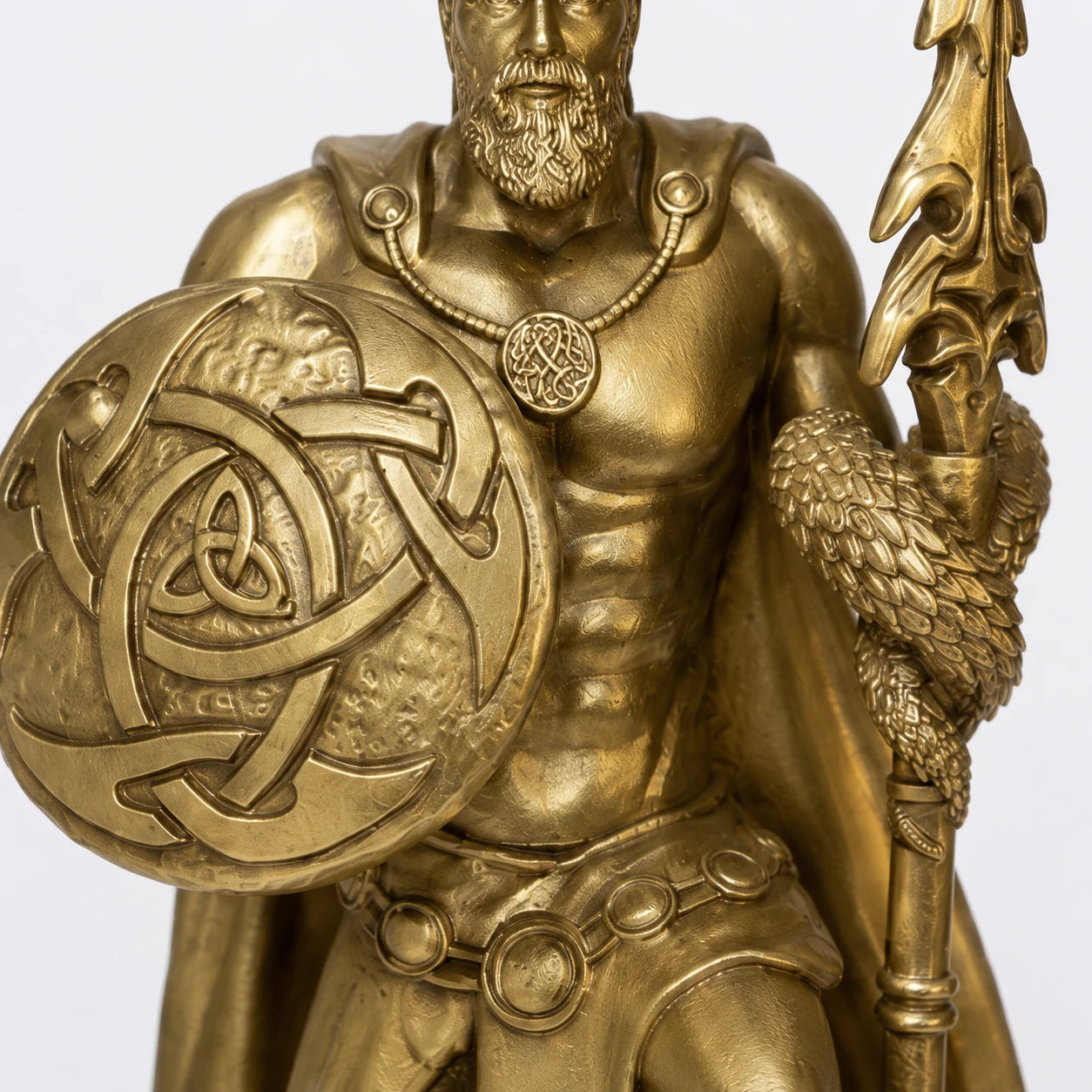 Lugh Celtic Sun God statue – hand-painted SLA resin 15 cm – detail close-up hand-painted surface – PrintableArtForge