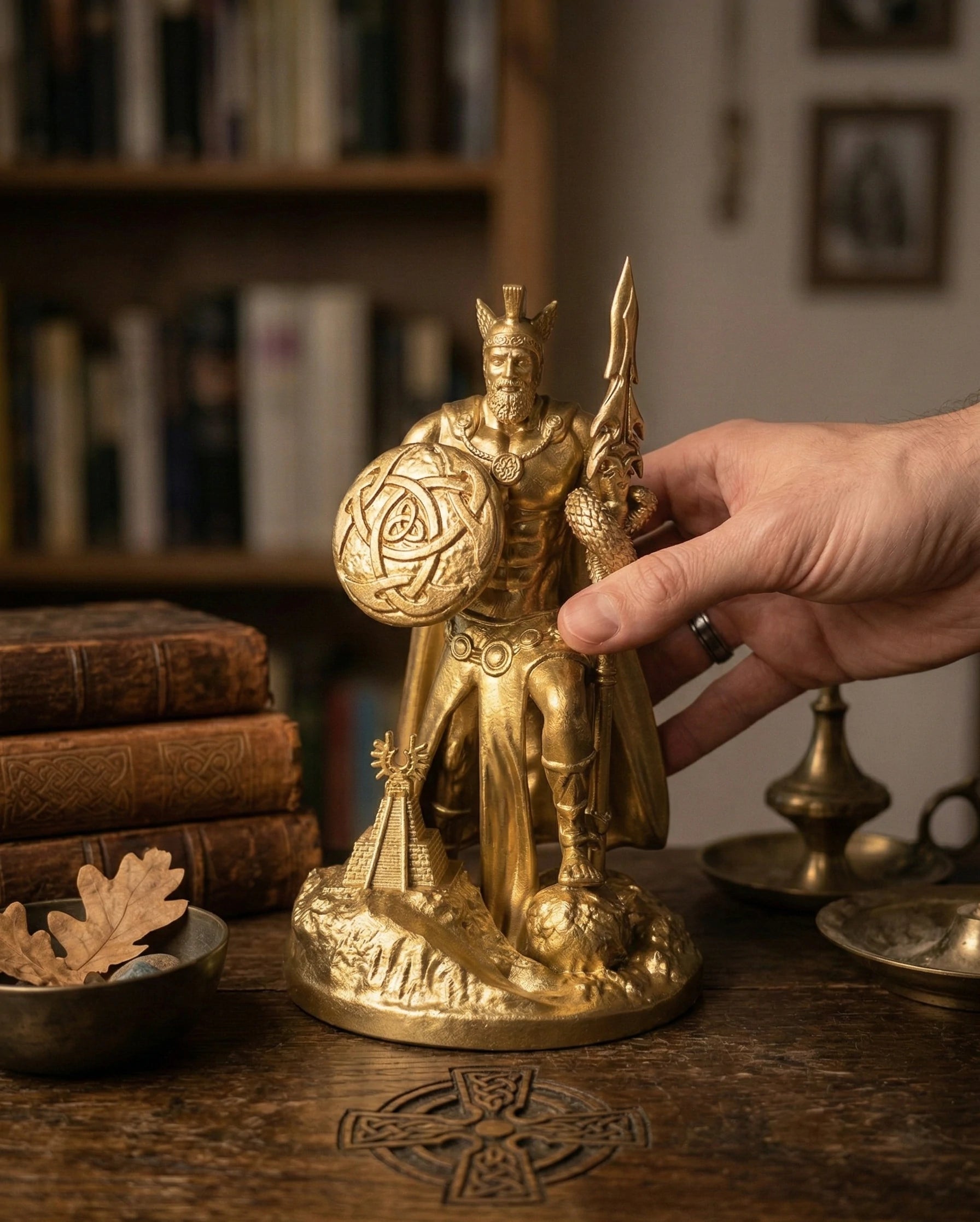 Lugh - Celtic God - Hand-painted Antique Gold Statue - Altar Decoration