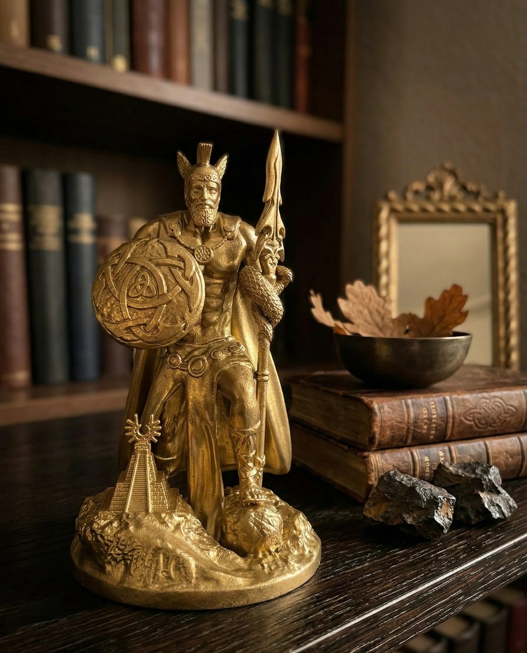 Lugh - Celtic God - Hand-painted Antique Gold Statue - Altar Decoration