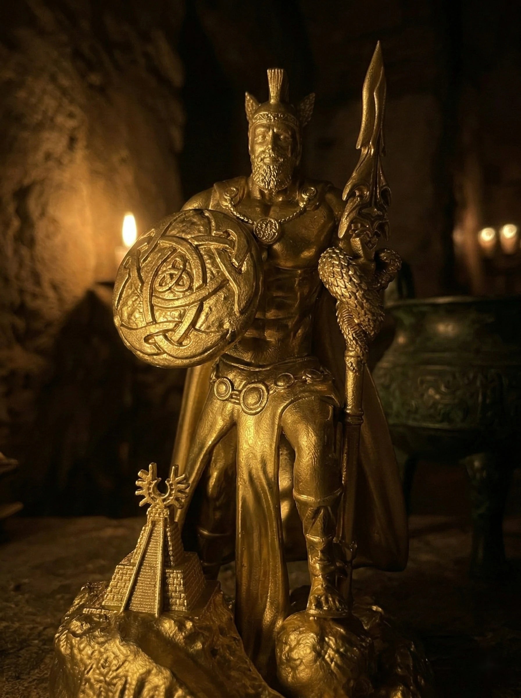 Lugh - Celtic God - Hand-painted Antique Gold Statue - Altar Decoration