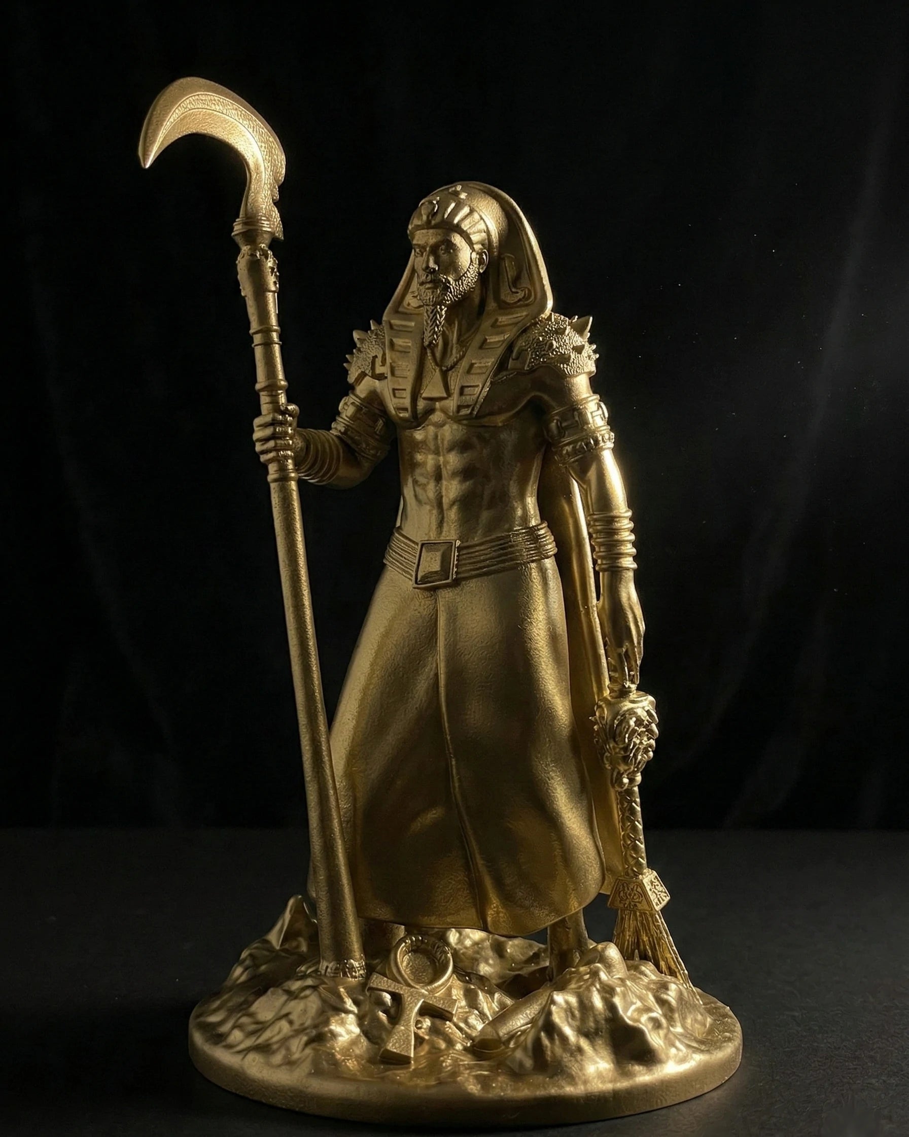 Osiris - Egyptian God - Hand-painted Antique Gold Statue - Altar Decoration