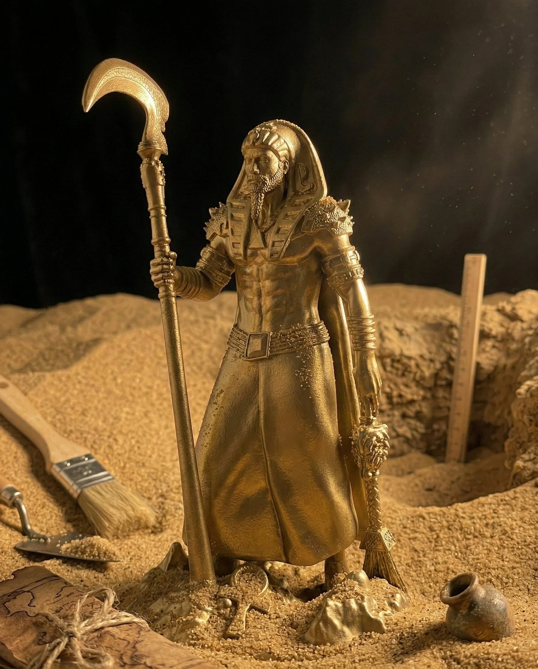 Osiris - Egyptian God - Hand-painted Antique Gold Statue - Altar Decoration