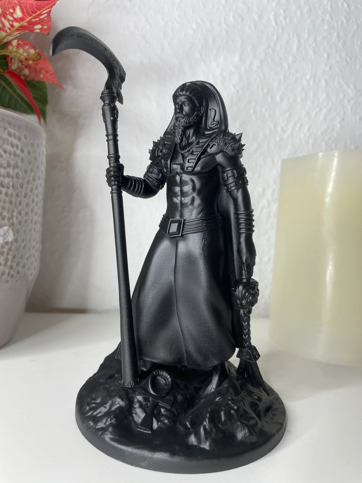 Statue of Osiris – Egyptian god of rebirth, order, and the afterlife, hand-painted figurine – altar miniature decoration