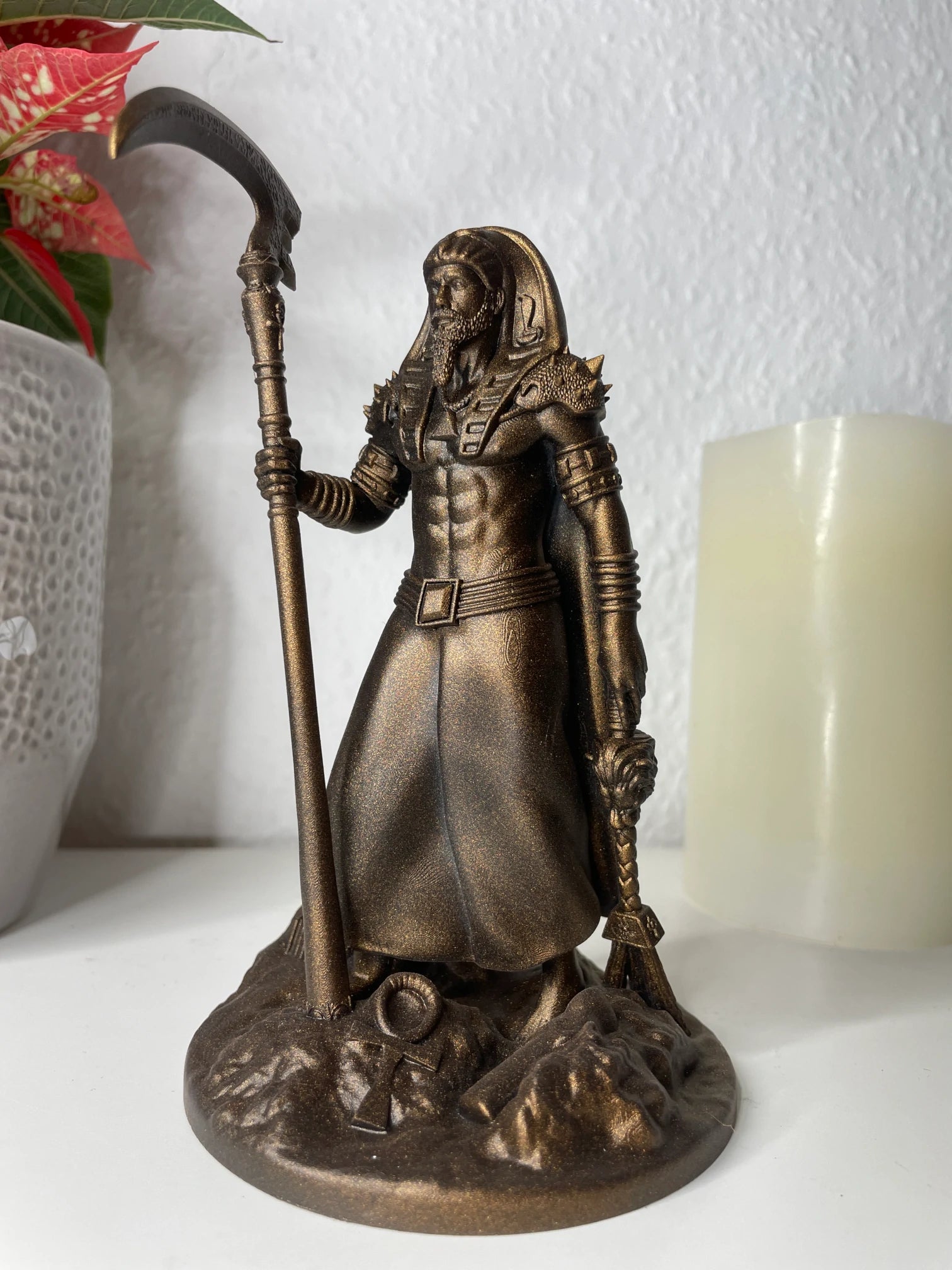 Statue of Osiris – Egyptian god of rebirth, order, and the afterlife, hand-painted figurine – altar miniature decoration