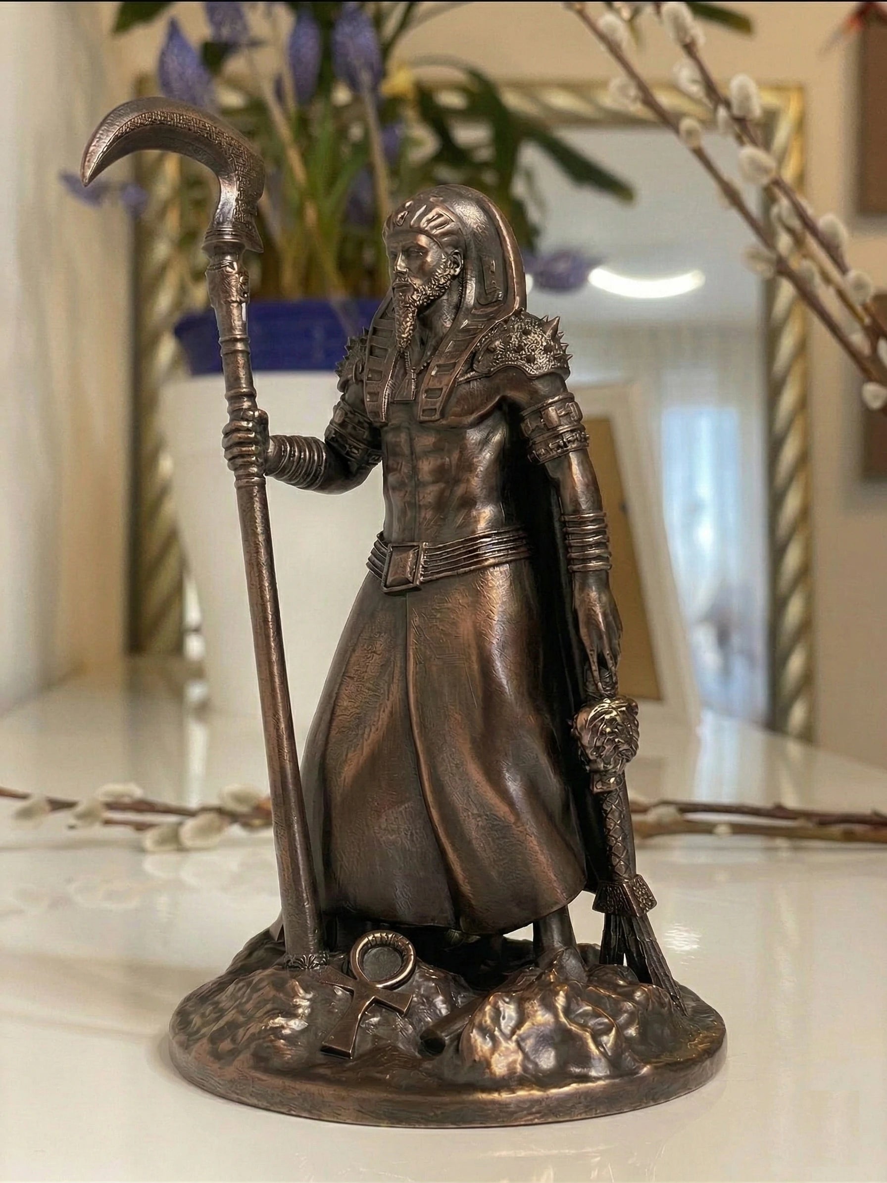 Osiris - Egyptian God - Hand-painted Antique Gold Statue - Altar Decoration