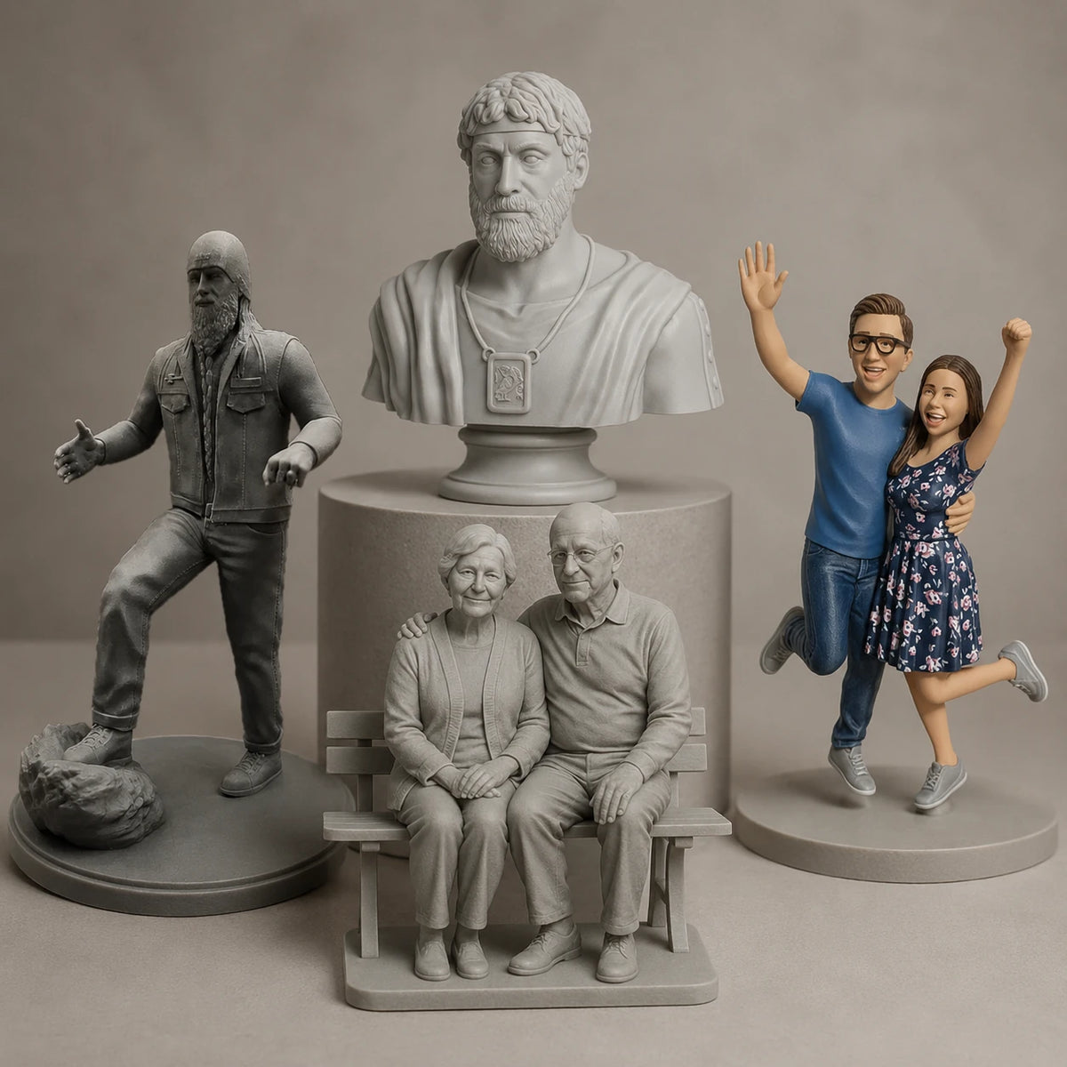Portrait Figures collection – custom 3D printed portrait figurines from photos – PrintableArtForge