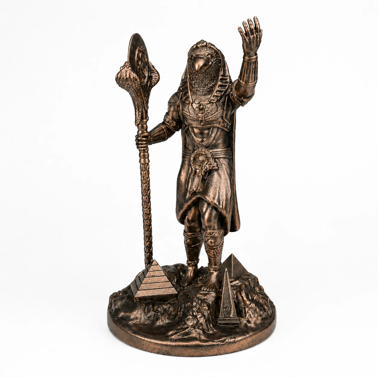 Ra Egyptian Sun God statue – hand-painted SLA resin 15 cm – front view bronze finish – PrintableArtForge