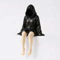 The Watcher faceless hooded figurine – gothic shelf sitter matte black resin – front view – PrintableArtForge
