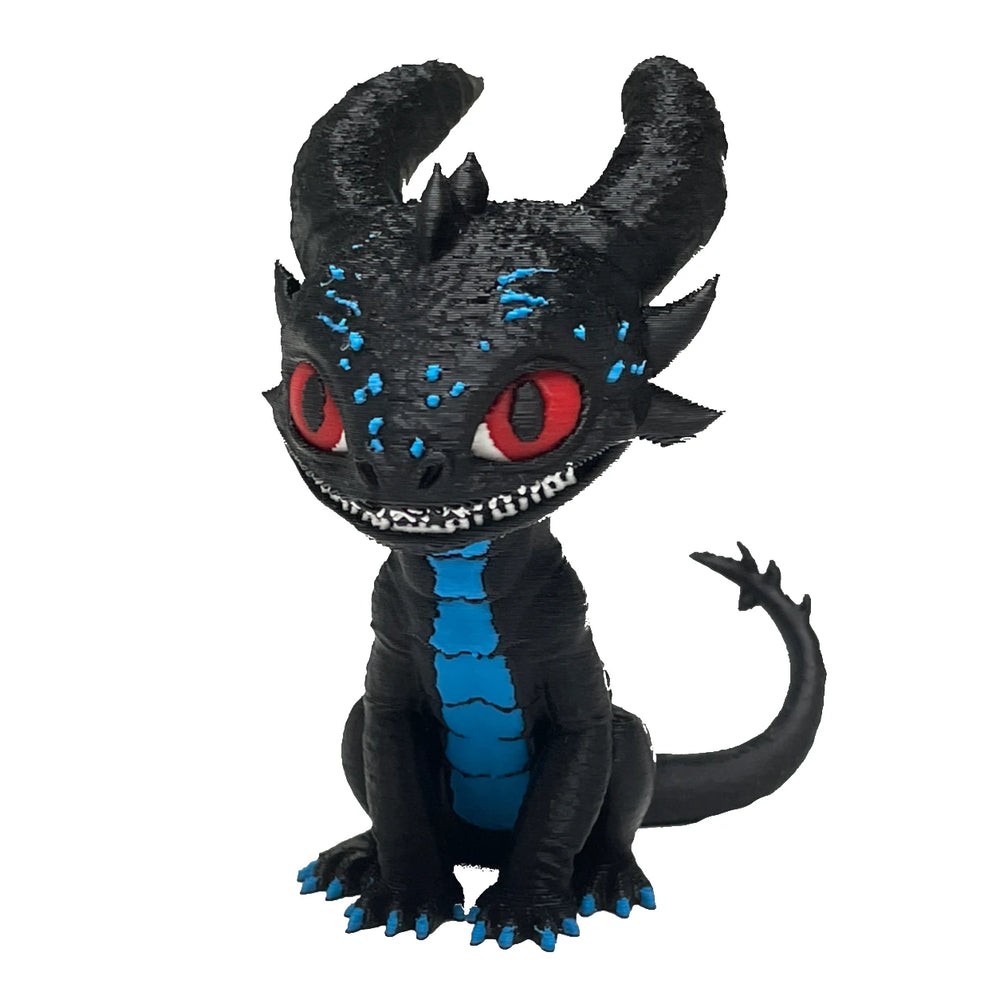 VEX Night Dragon desk figurine – multicolor FDM 3D printed – front view – PrintableArtForge