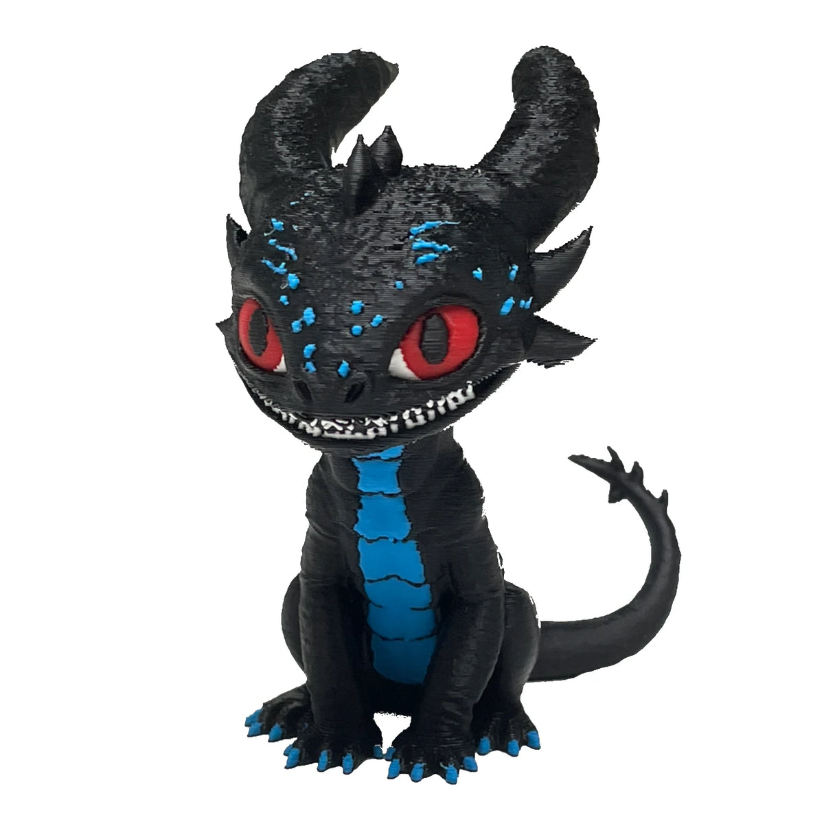 VEX Night Dragon desk figurine – multicolor FDM 3D printed – front view – PrintableArtForge
