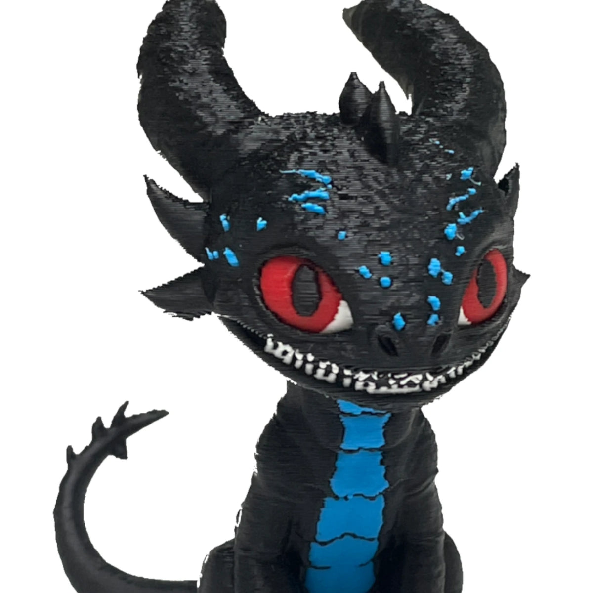 VEX Night Dragon desk figurine – multicolor FDM 3D printed – detail close-up – PrintableArtForge