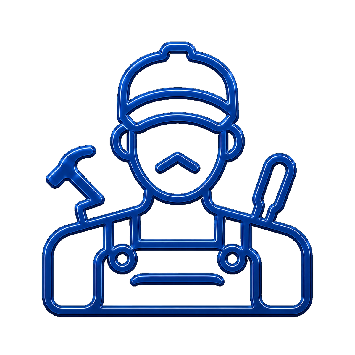 neon blue construction worker icon – PrintableArtForge B2B 3D printing