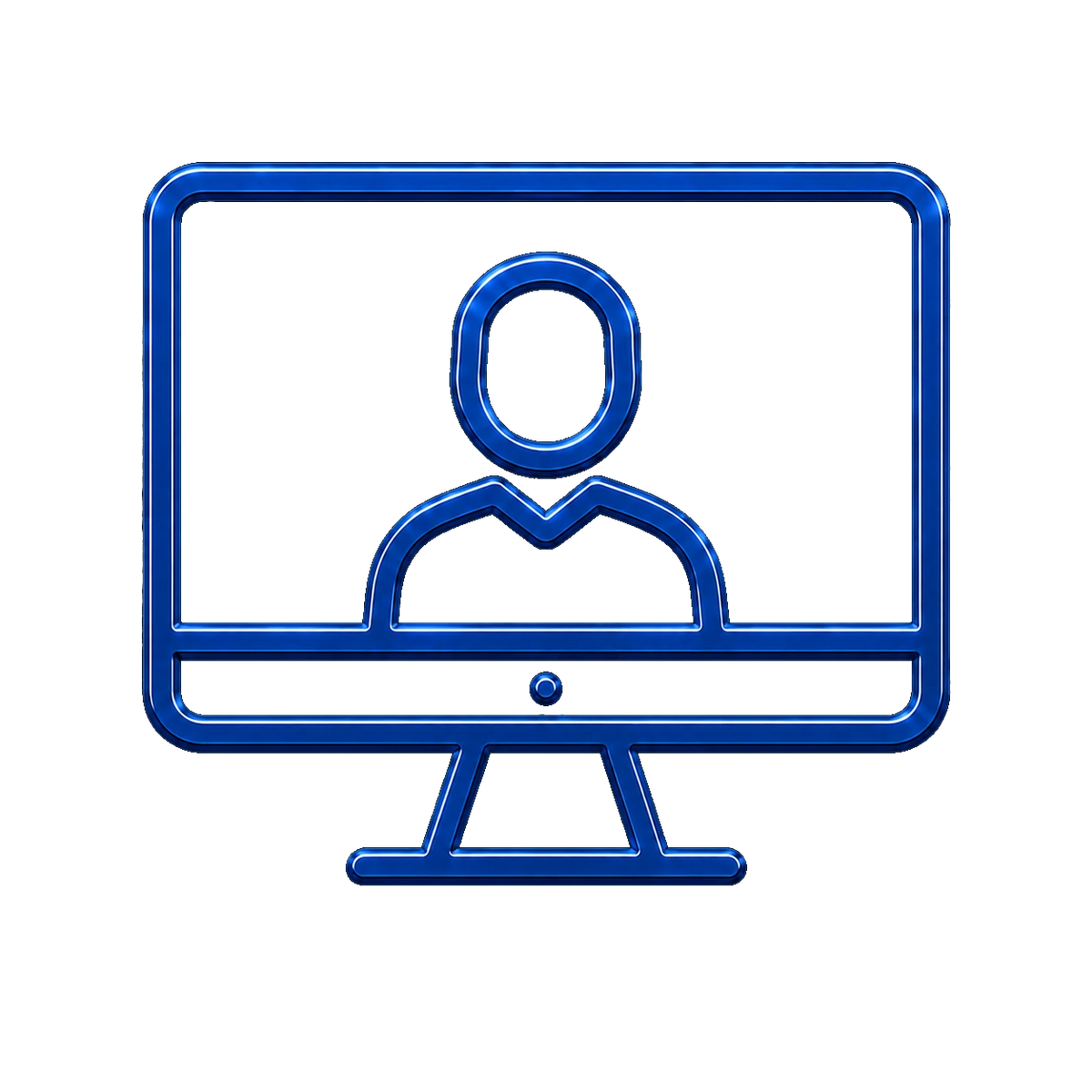 neon blue avatar on screen icon – PrintableArtForge B2B 3D printing