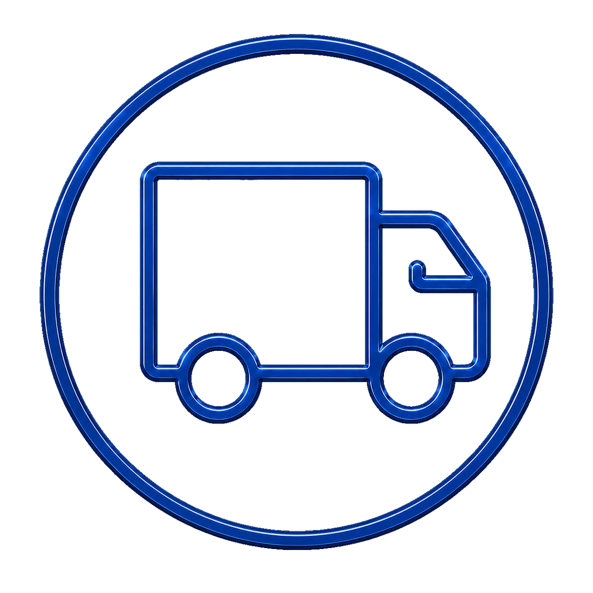 neon blue delivery van in circle icon – PrintableArtForge B2B 3D printing